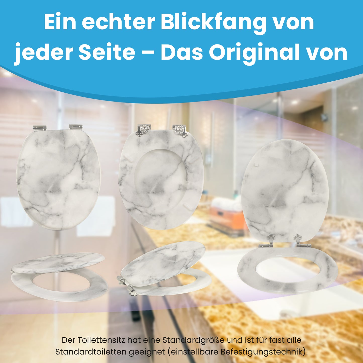 WC-Sitz Marmor mit Absenkautomatik Holzkern Yelcona